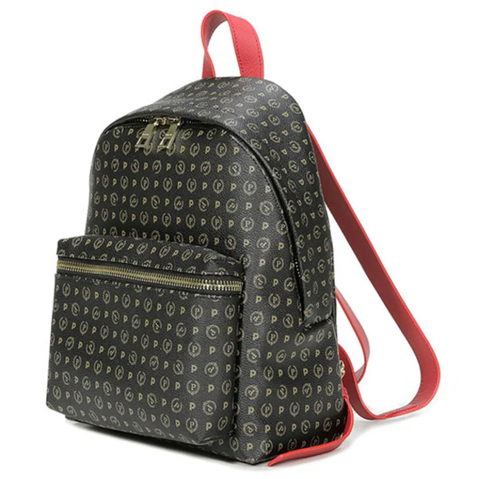 Zaino Donna POLLINI linea Heritage Logo Classic Nero e Lacca