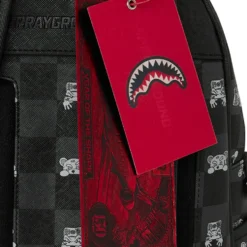 Zaino Small SPRAYGROUND stampa Gray Peeking Character Check Savage